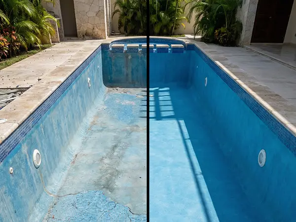 Restauración y limpieza profunda de piso de piedra natural antes y después